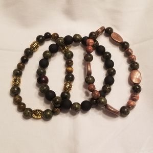 🎉HP!! 🌳 Men's forest green stretch bracelet set